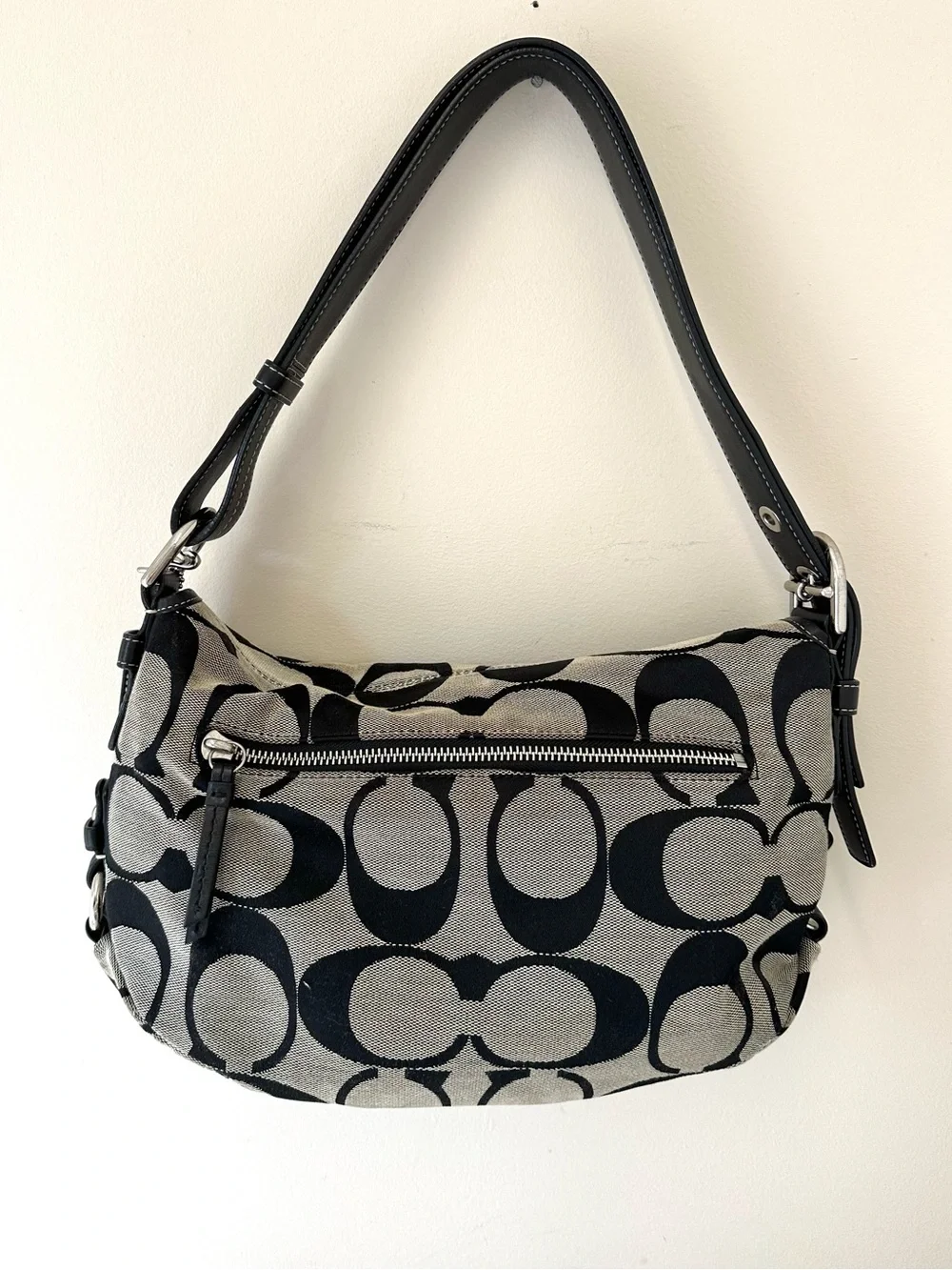Coach Signature Canvas and Leather Crossbody Shoulder Handbag with Turnlock